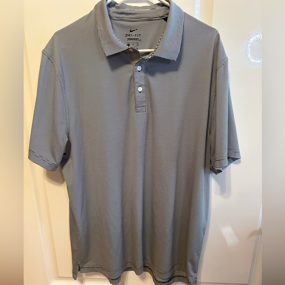 Men's Nike Dri-Fit Striped Polo Shirt - Gray